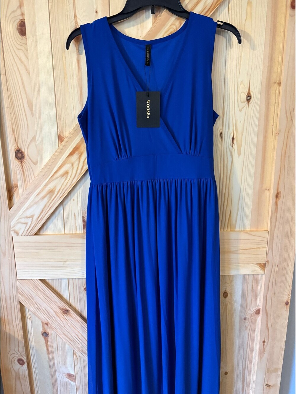 WOOSEA Royal Blue Sleeveless Maxi Dress with V-Neck Large